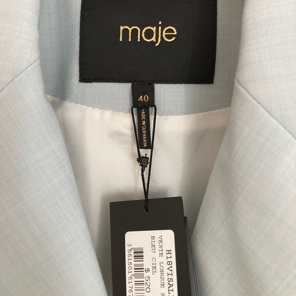Maje wool blend light blue jacket blazer - Picture 5 of 5